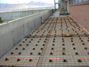 Tuff Cable attached to welded wire mesh prior to concrete pour